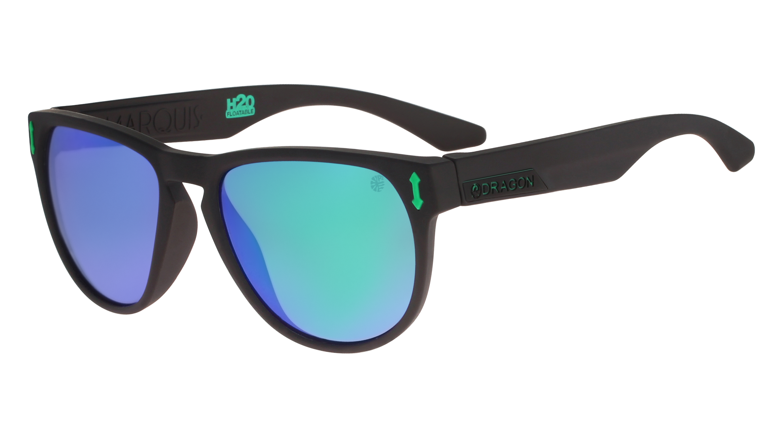 Dragon Marquis Matte Black H2O/Green Ion P2 Polarised-polarised-720-2370-Dragon-Sunnieside